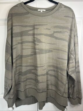 Z Supply Olive Camo Crewneck Sweatshirt